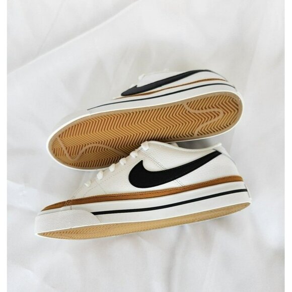 6 WOMEN'S NIKE COURT LEGACY WHITE / BLACK OCHRED DH3161-100 SNEAKERS - Picture 9 of 10